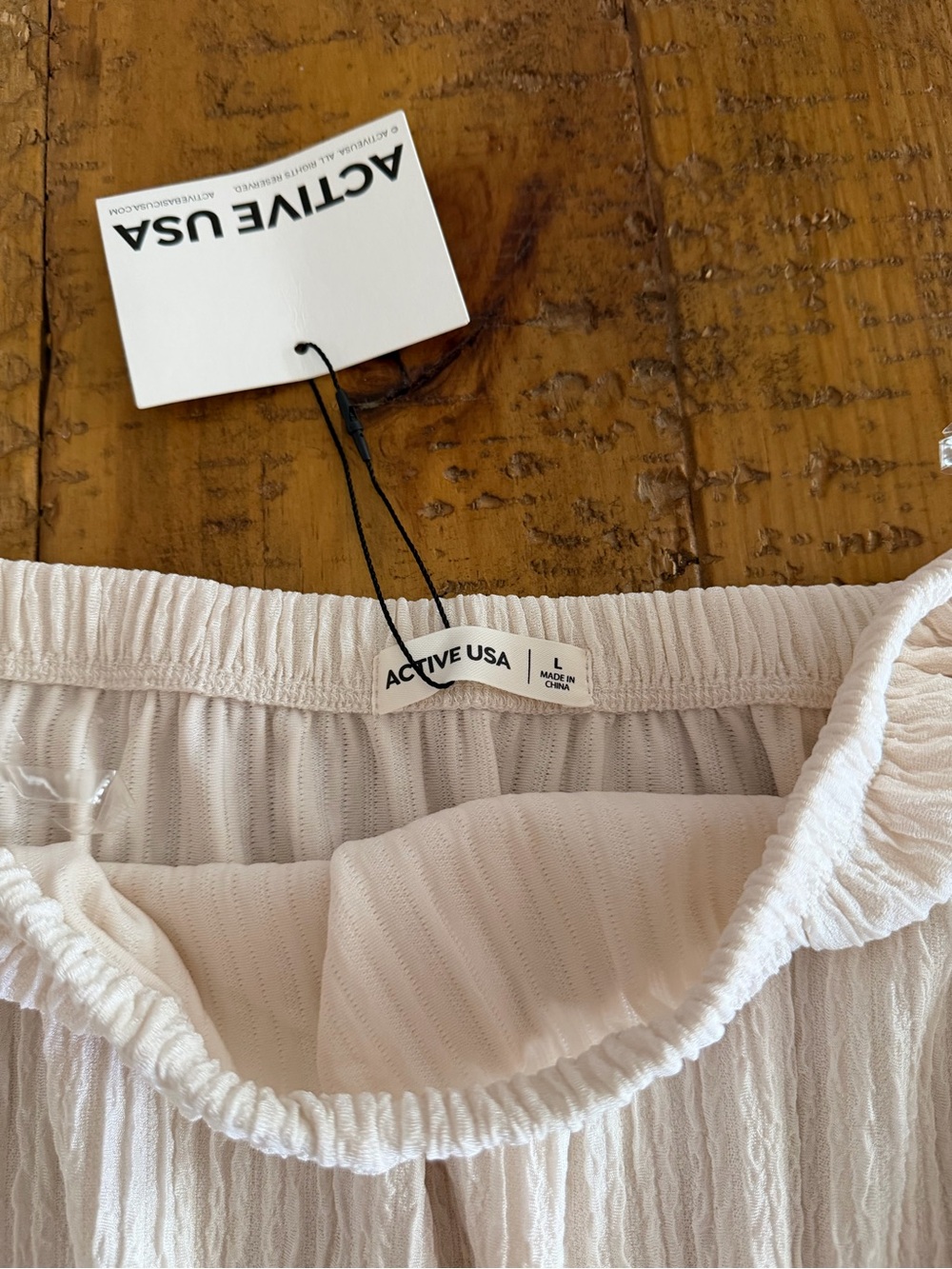 Active USA Crinkle-Knit Strapless Wide-Leg Jumpsuit in Ivory - Picture 3 of 4